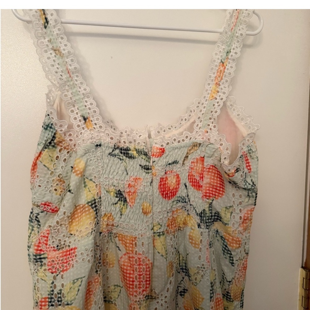 Anthropologie Romantic eyelet ruffled citrus fruit dress XL NWT Special Look